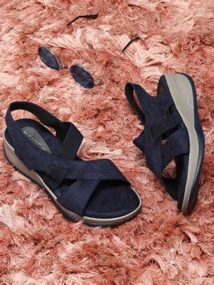 Buy Monrow Solid-plain Carlee Blue Wedges Heels Online