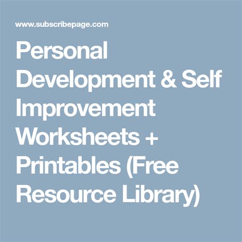 Personal Development & Self Improvement Worksheets + Printables (Free ...
