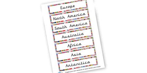 Continent Labels