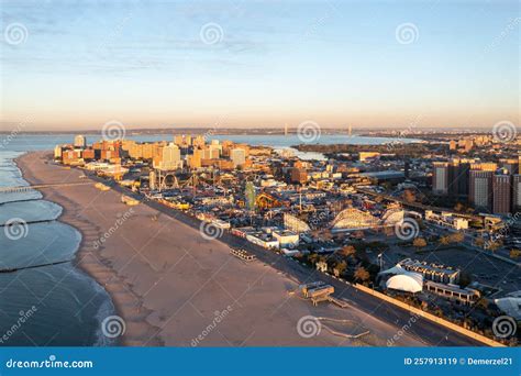 Coney Island Sunrise stock image. Image of water, coast - 257913119