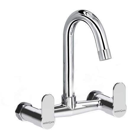 100% Pure Brass Sink Mixer Tap – Dual Handle Hot & Cold | amiciKart