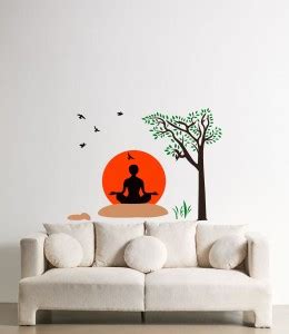 sp decals 92 cm abstract decorative lord of buddha tree flying birds ...