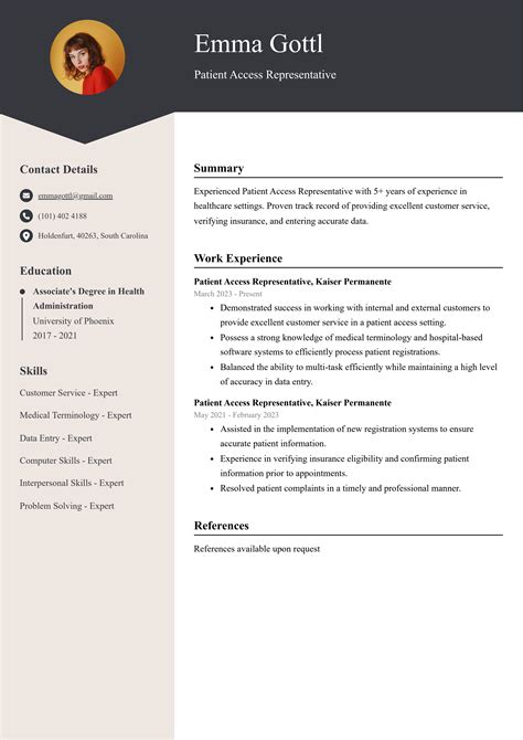 Patient Access Representative Resume Examples (Template & 20+ Tips)