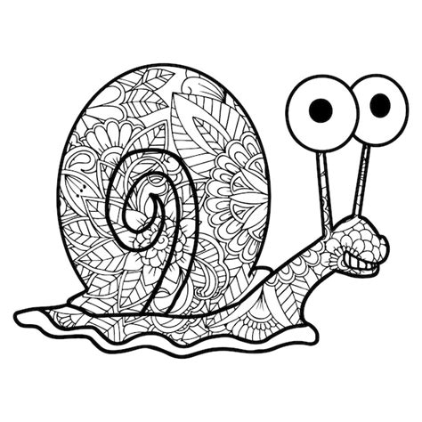 Hand draw snail mandala coloring page | Premium Vector