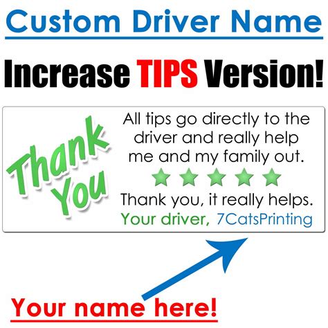 Uber Eats Increase Tips Stickers – 7 Cats Printing