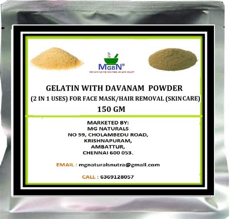 Buy GELATIN WITH DAVANAM POWDER (2 IN 1 USES) FOR FACE MASK/HAIR ...