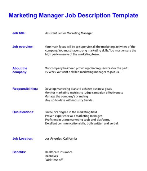 Marketing Manager Job Description 2025 (With Templates)