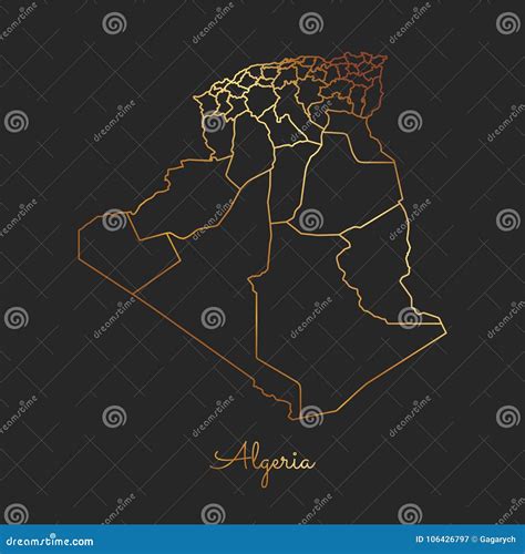 Algeria Region Map: Golden Gradient Outline on. Stock Vector - Illustration of africa, northern ... - map of algeria region