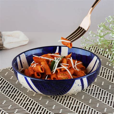 Premium Blue Splash Ceramic Bowl Set of 2 | BlackCarrot