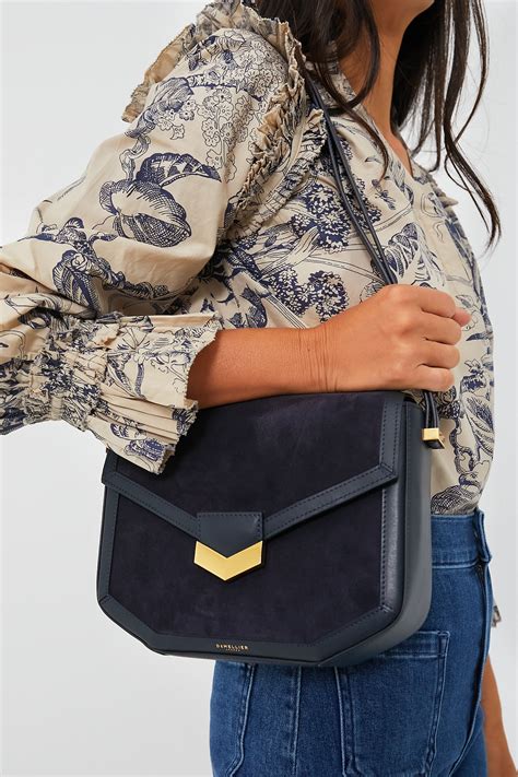 Navy Suede London Bag Demellier
