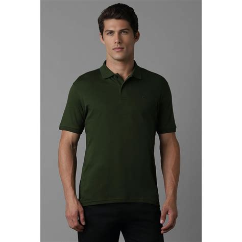 Buy Louis Philippe Men Green Solid Polo T-Shirt Online