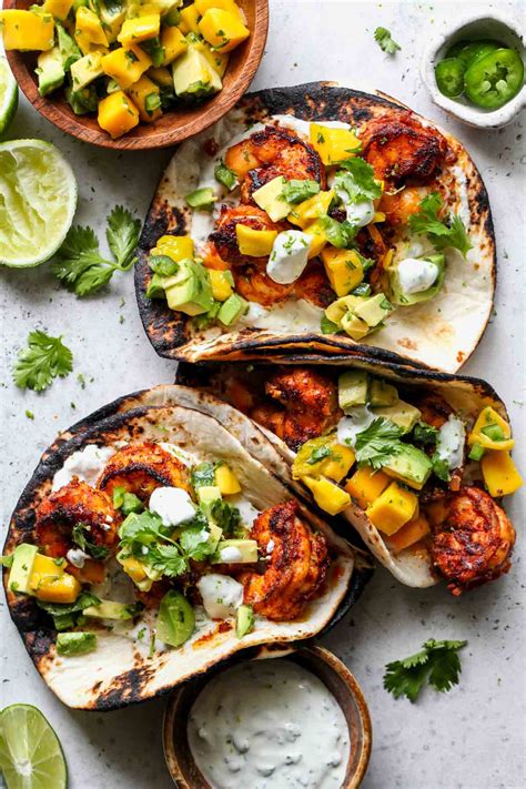 Chipotle Shrimp Tacos with Avocado-Mango Salsa - Dishing Out Health