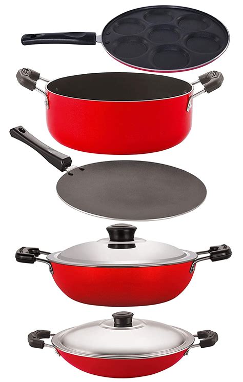 Buy Nirlon 2 Layer Non-Stick Coated Gas Compatible 5 Piece Cookware ...