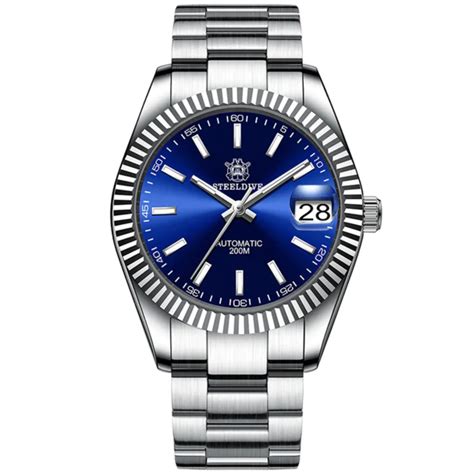 Steeldive SD1933 DJ Homage Men Watches - Blue Dial with Oyster Bracele ...