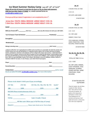 Fillable Online co weber ut Ice Sheet Summer Hockey Camp June 18th 19th ...