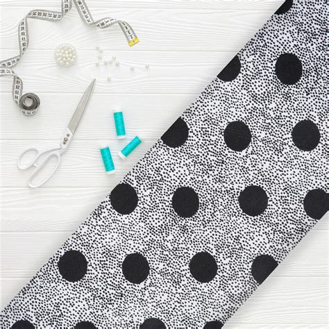 Black And White Polka Dots Screen Print Ultra Satin Fabric – Fabmyntra