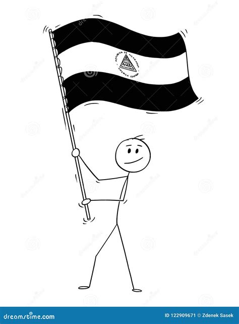 Cartoon of Man Waving the Flag of Republic of Nicaragua Stock Vector ...