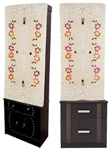 Kuber Industries Flower Design Dressing Mirror Cover (White & Orange ...