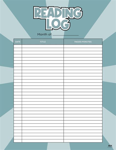 Reading Logs Printable Monthly Reading Log