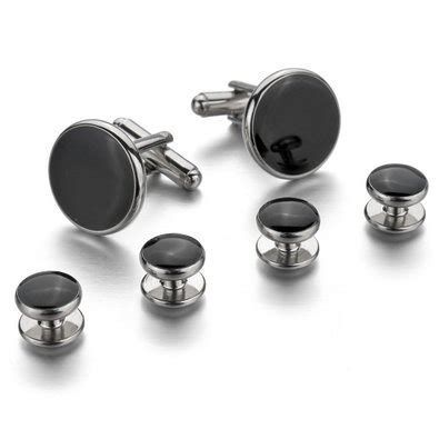 Buy Tripin Black And Silver Tuxedo Button Studs With Matching Cufflinks ...