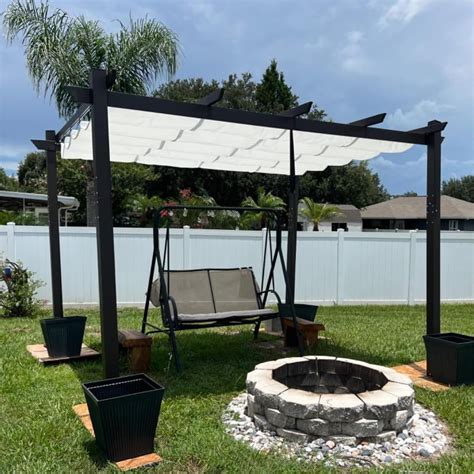 PURPLE LEAF Pergola 10' X 10' Outdoor Pergola Metal Grill Pergola Patio ...
