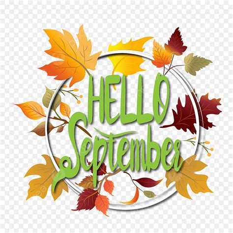 Hola Septiembre Diseño De Planta De Letras Locales En Inglés Con Marco ...