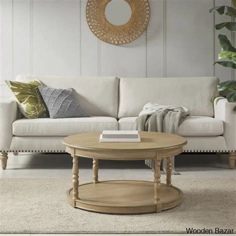 Martha Stewart Belden Caster Round Coffee and Center Table | Wooden Bazar