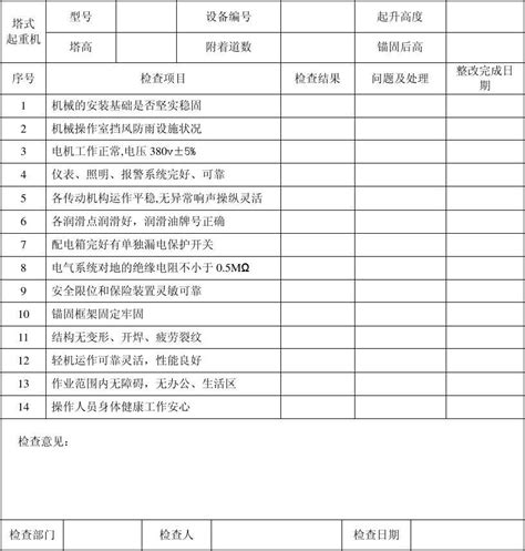 起重机械维修保养记录表_word文档在线阅读与下载_无忧文档