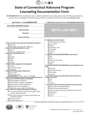 Fillable Online ct State of Connecticut Naloxone Program Counseling ...