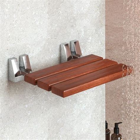 Kenley Folding Shower Seat Wooden Wall Mounted Bench Bathroom Stool ...