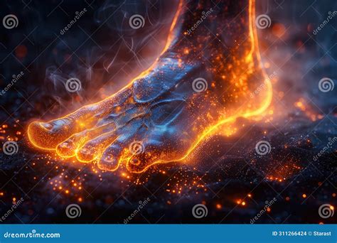 Legs Burning in Fire, Heel Spur, Pain in the Foot, Skin Diseases Concept, Joint Inflammation ...