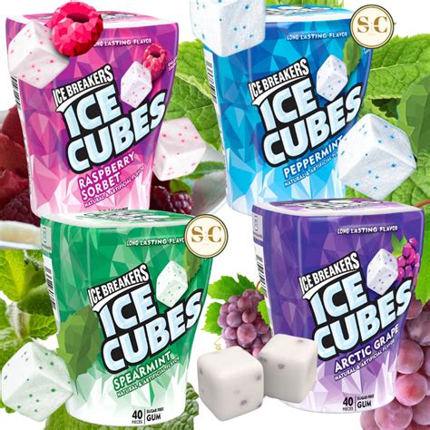 ICE BREAKERS ICE CUBES Raspberry Sorbet Artic Grape Peppermint ...