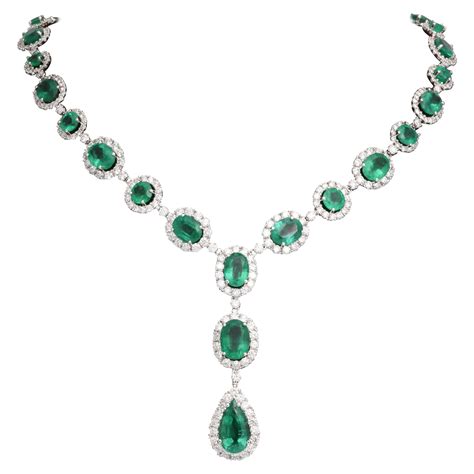 Emerald and Diamond Necklace at 1stDibs | green emerald necklace ...