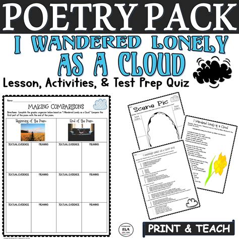 I Wandered Lonely as a Cloud Quiz Activities Questions Poetry ...