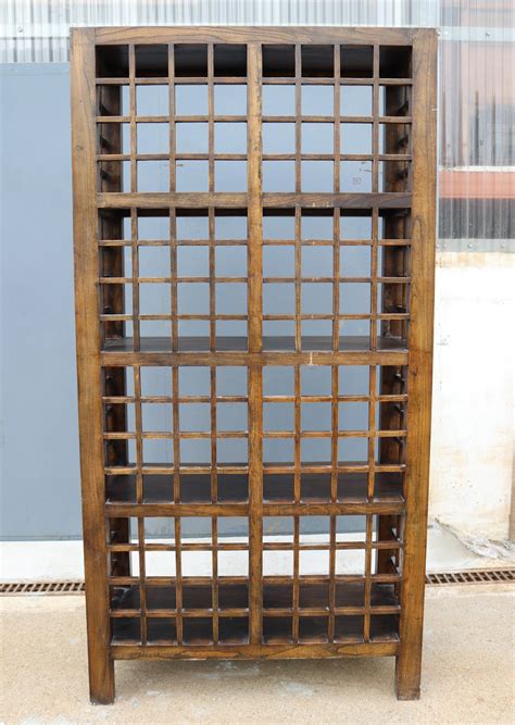 Elegant Spanish 4-Shelf Elm Grid Bookcase For Sale at 1stDibs ...