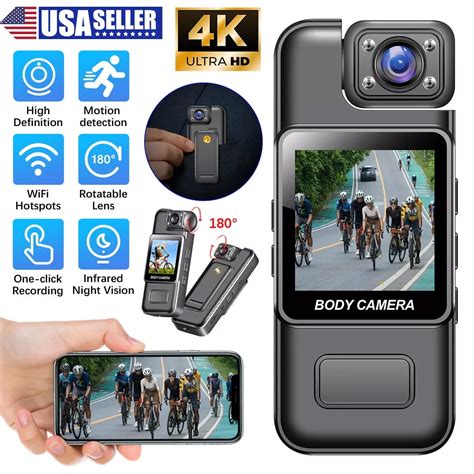 WiFi 4K Camera Camcorder 1080P Body Police Cam With Audio Video DVR IR ...