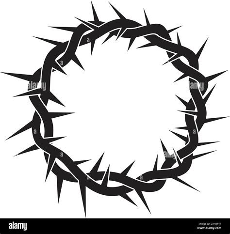 classic simple christian jesus crown of thorns silhouette vector isolated on transparent ...