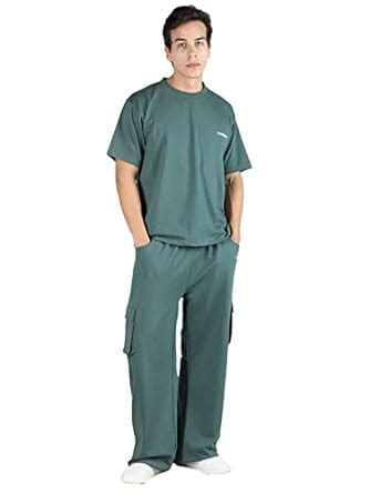 Buy CHKOKKO Men Casual Summer Track suit Co-ord Sets Earthgreen Sizee S ...