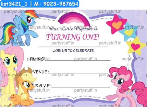 Little Pony Birthday Invitation Cards in Little Pony theme