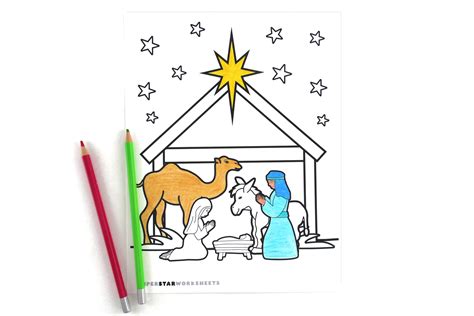 Nativity Scene Coloring Template Christmas Nativity Scene Stained