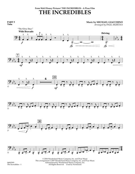 The Incredibles - Pt.5 - Tuba by Paul Murtha Sheet Music for Concert ...