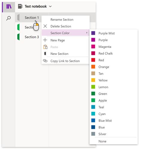 Image result for OneNote Sections Left Side