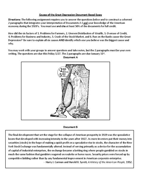 Annotated-DBQCausesofthe Great Depression - Causes of the Great Depression Document Based Essay ...