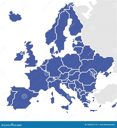 Stylized Map of Europe. stock vector. Illustration of geography - 102631715