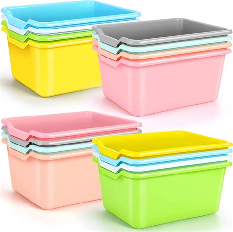 Amazon.com: Dandat 16 Pcs Cubby Bins Plastic Books Bins Bulk Scoop ...