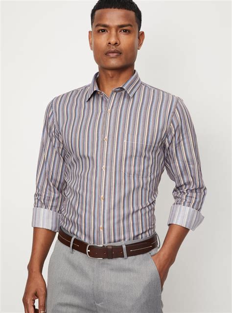 Buy Men Striped Sateen Slim Fit Formal Shirt Online at just Rs. 1199.0 ...