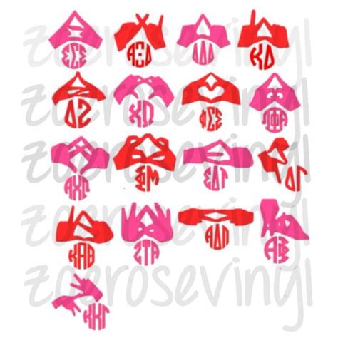Sorority Greek Letter Hand Sign With Circle Greek Font Vinyl Decal ANY ...