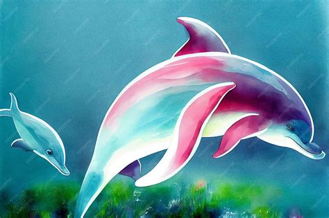 Premium Photo | Watercolor of a dolphin animal hand draw watercolor