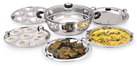 BMS Lifestyle Big 5-in-1 Stainless Steel Multi Kadhai with Steamer ...