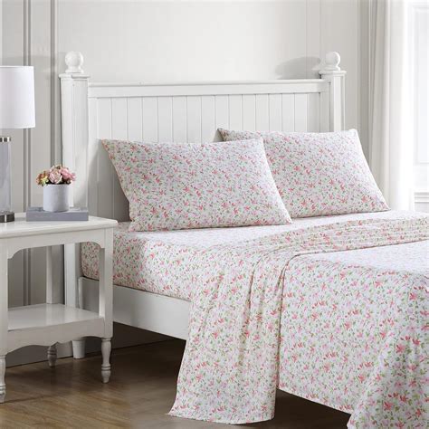 Laura Ashley - Queen Sheets, Cotton Percale Bedding Set, Lightweight ...